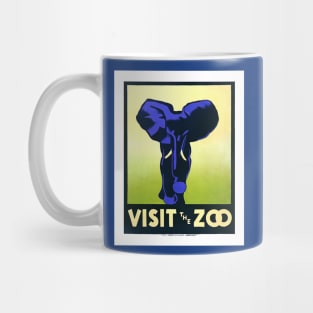 Restored Vintage WPA Blue Elephant Poster for Philadelphia Zoo Mug